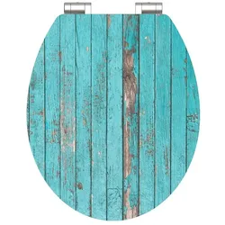 Schütte  Holzkern  WC-Sitz  BLUE  WOOD,  Toilettensitz  Klobrille  mit  Absenkautomatik