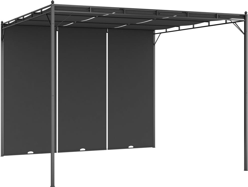 Gartenpavillon mit Seitenvorhang 3x3x2,25 m Anthrazit