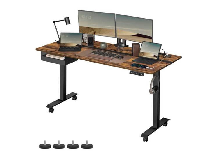 Bureau électrique réglable en hauteur bureau assis-debout surface 60 x 120 cm réglable en continu