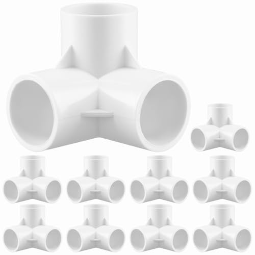 QWORK Pak van 10 PVC 3-weg buishoekverbinders voor kasframes, 32 mm binnendiameter, wit