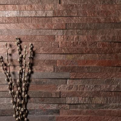 Cruz Bay Studio Woven Stone 4 in. x 23 in. Burnished Bronze Split Face Quartzite Wall Tile