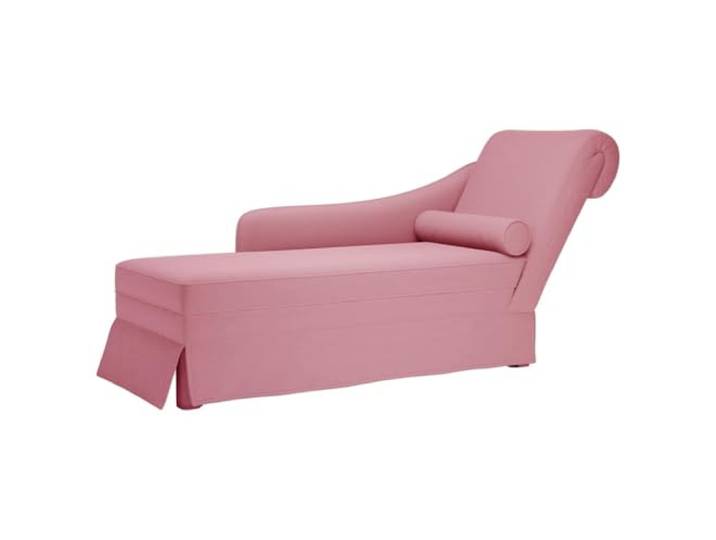 smnyxs Langer Sessel, Velours, Rosa, mit Nackenrolle und Armlehne rechts Hochelastischer Schaumstoff, maßgeschneiderte Unterstützung, weicher Stoff, gemütliche Ecke, Wohnzimmer oder Büro