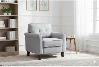 Light Grey Accent Chair, Arm Chair, Upholstered Single Sofa Chair For Living Room Bedroom