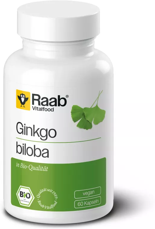 Raab Vitalfood Ginkgo Biloba 500 mg 60 Bio Vegan Capsules