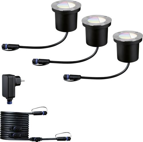 Paulmann Boden Einbauleuchten Starterset RGBW 94275 Beleuchtungssystem Plug & Shine ZigBee LED 3.6W Warmweiß Silber