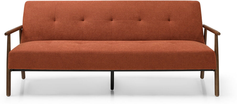 George Oliver Roger 3 Seater Twill Textured Weave Sofa Bed Orange 86cm H X 200cm W X 90cm D