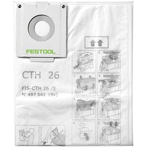 Festool Staubsaugerbeutel Sicherheitsfiltersack FIS-CTH 48/3, für Nass-Trockensauger CTH 48, 3 Stück