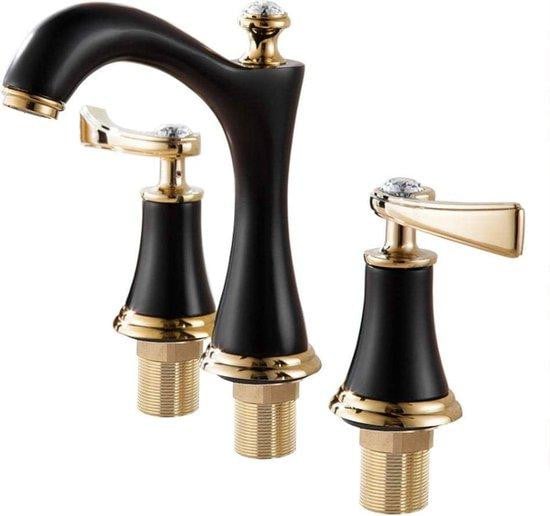 Markenlos Klassieke Waterkraan voor Keuken en Badkamer in Matzwart en Goud van Messing