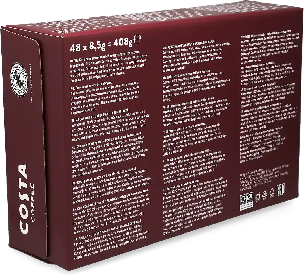Costa   Mocha Italia Donker Gebrand - 48 cups voor Costa Podio