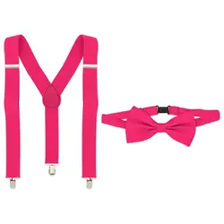Set Hosenträger & Fliege, pink