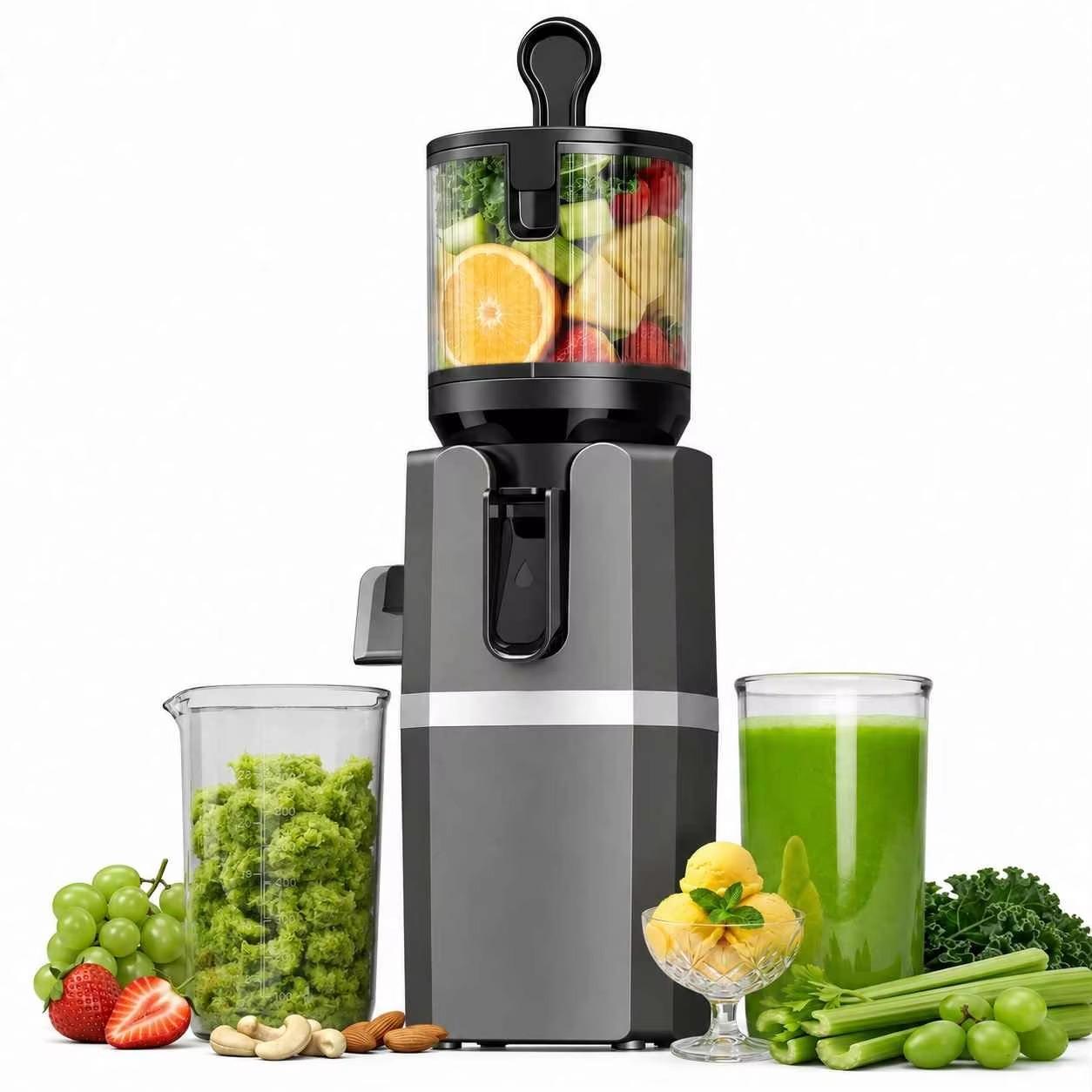 Slow Juicer - Kaltpressentsafter - 250 W - Bis zu 99 % Saftausbeute - Automatischer Trester-Auswurf - BPA-frei - 3-in-1-Funktion