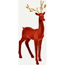 Hirsch beflockt rot/gold