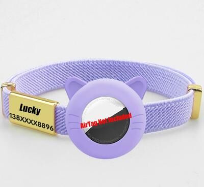 Uplift Essentials New Breakaway AirTag Tracker Cat Collar With Custom ID purple