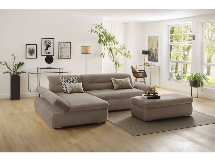 Ecksofa, Strukturstoff, Braun 300×172 cm, Longchair Links, Klassisch/Modern, Inosign