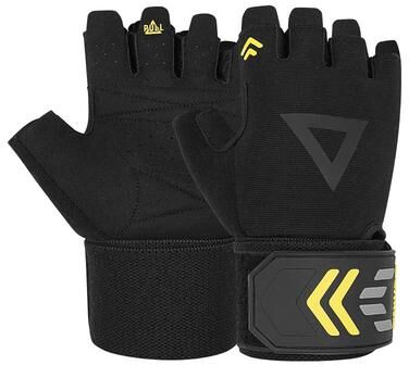 Inspired Living AOLIKES Weightlifting Gloves With Wrist Support For Gym Training And Powerlifting black l