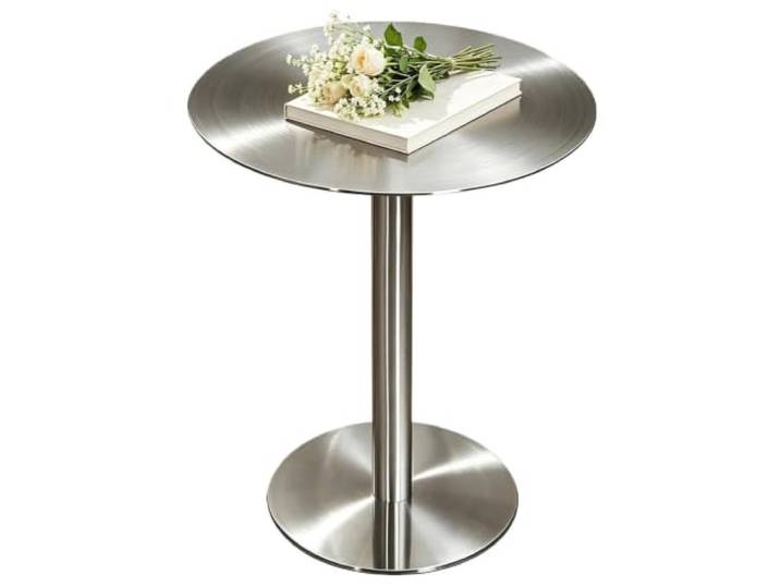Gaommini Kaffee-/Teetisch, Nachttisch, Sofa-Beistelltisch für Cocktailbar, Pub, Esszimmer, Bistro, Tisch im Freien, Esstisch in Thekenhöhe – Silber/Edelstahl(Round,70x70x95cm)