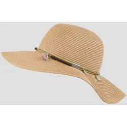 Sonnenhut CHILLOUTS "Atlanta Hat", Damen, Gr. XS, beige (braun), Stroh, Hüte, femininer Sonnenhut aus Papierstroh