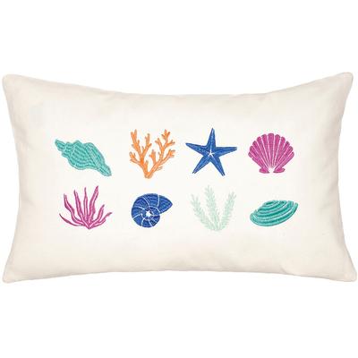 Dekokissen PAD "MULTI CORALS", bunt (multi, bestickt), B:30cm L:50cm, Baumwolle, Dekokissen_Sitzkissen_Kissenhüllen, Embroidery