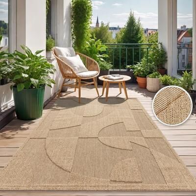 Paco Home Abstract Indoor- & Outdoor Rug with Modern Geometric Pattern in Beige