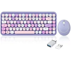Perixx PERIDUO-713PP DE, Mini Tastatur-Maus Set, Retro Vintage Design, violett