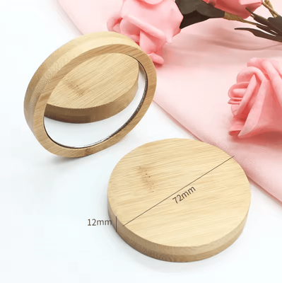 Inspire Curations 10 Piece Mini Wooden Round Pocket Makeup Mirror Set nanmu