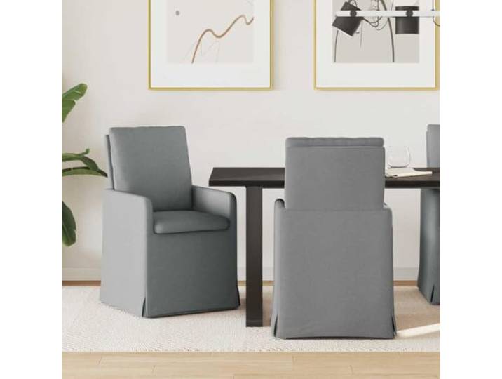 KGHFDVB 2er Set Esszimmerstühle Stoff Hellgrau 57x67x98 cm mit Rollen Stoffbezug weich, Metall-Sperrholzrahmen, Rollen, moderne Optik, 2 Stück