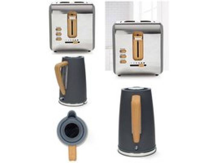 Pack déjeuner (bouilloire & grille-pain) - LIVOO - Rétro Vintage - Bouilloire 1 7L 2200W - Grille‑pain 2 fentes 900W - Inox/bois