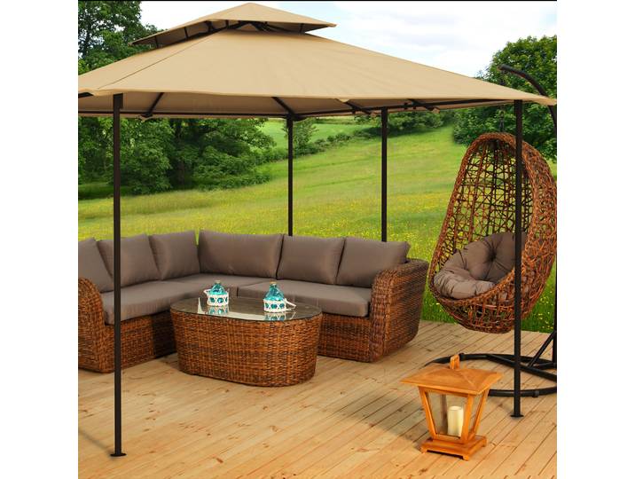 Comfort Gartenpavillon 4 x 3 m, beige + Wände