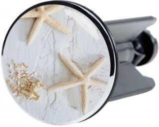 WCShop24 Waschbeckenstöpsel Seesterne Grau