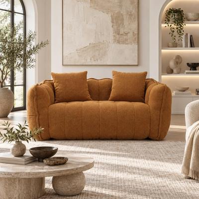 "Homy Casa 66"" Oversized Chenille Bean Bag Loveseat, High-Density Foam Lounge Sofa with Pillow, No Assembly"