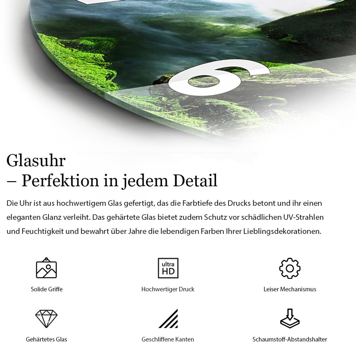 Coloray Wandklok Bladerenjungle - Ronde Glazen Wandklok - Diameter: 30 cm
