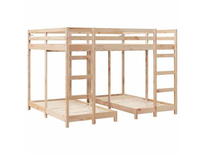 SKTQYQO Etagenbett 3-fach natur 80/200 x 200 cm Massivholz, 2 Leitern, Brüstung Sizza, Kapazität 400 kg, für Kinderzimmer