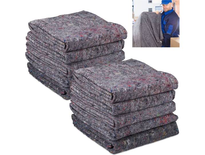 100 couvertures de déménagement\, couvertures d'emballage pour déménagement\, couvertures de protection pour le transport et le stockage\, non-tissé recyclé\, housses pour meubles\, 150 x 200 cm\, gris