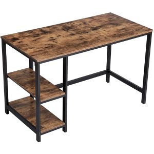 Vasagle Schreibtisch LWD47X, braun / schwarz, 2 Regalfächer, 120 x 75 x 60 cm