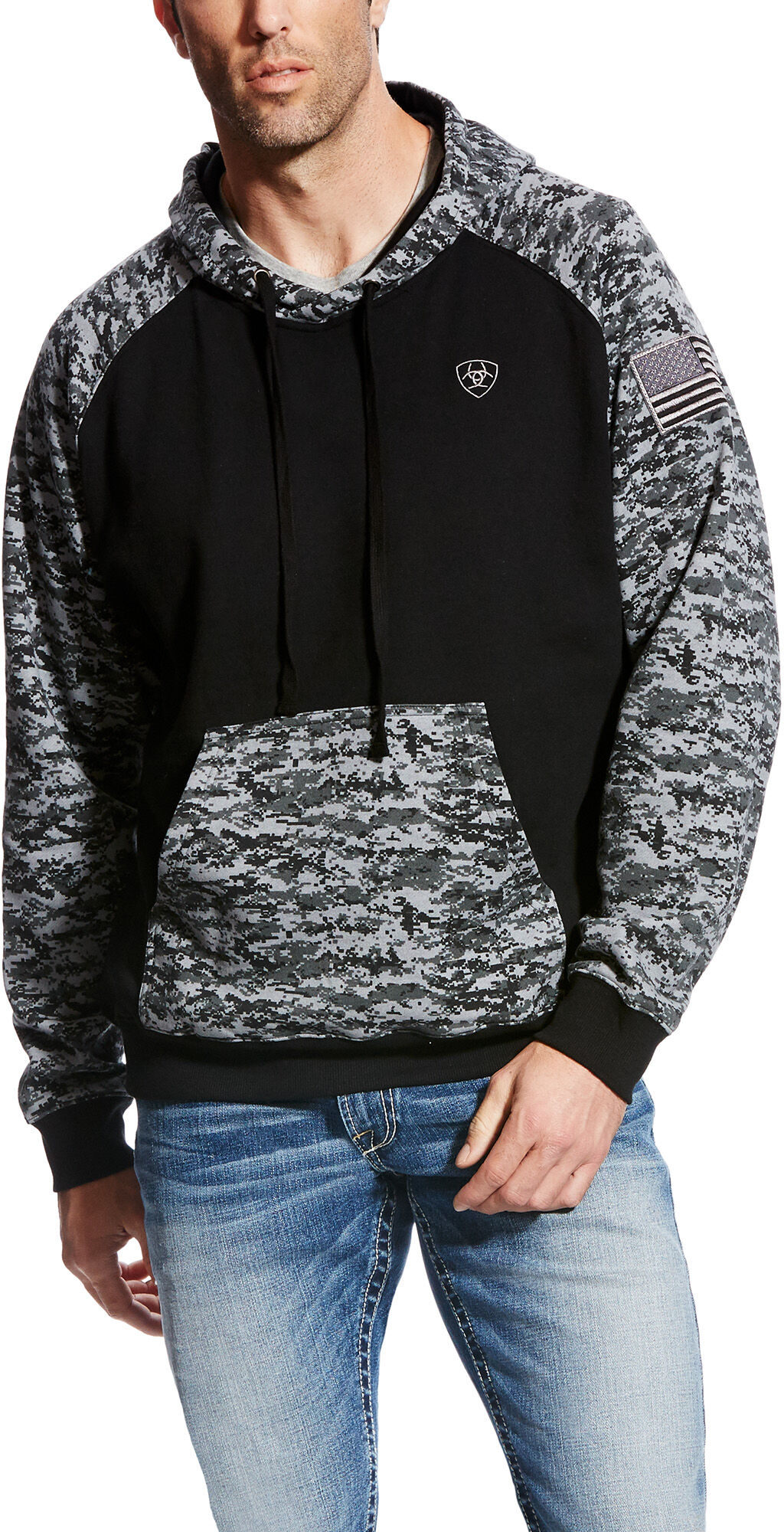 Men's Patriot Hoodie in Black Digi Camo, Size: XL by Ariat