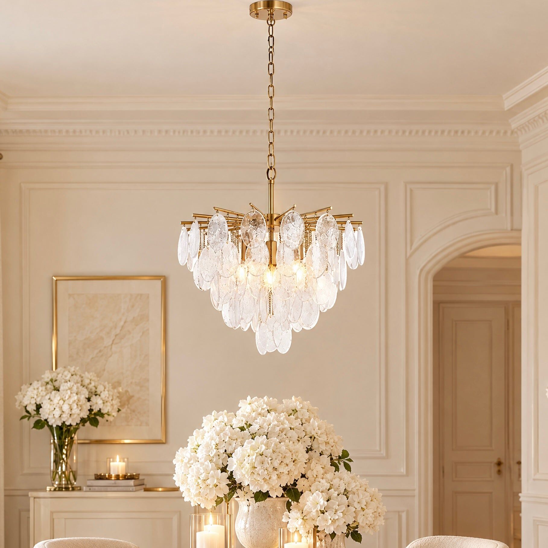 Ingrid Gold & Glass Droplet Pendant Ceiling Light