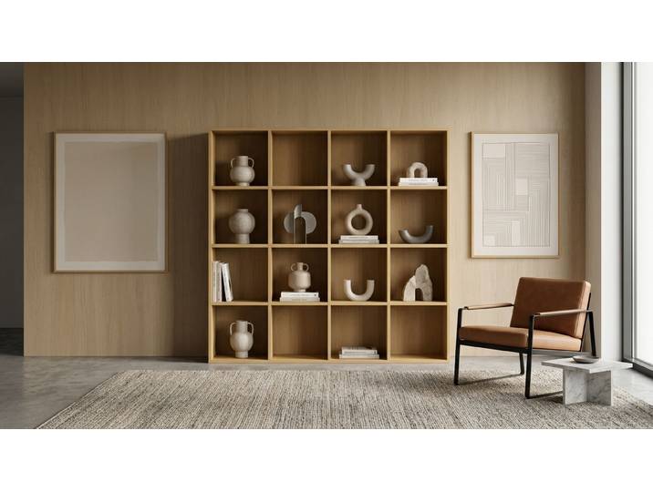 Pickawood Regal nach Maß - Weiß/Grau/Schwarz/Eiche/Buche Echtholz Furnier Eiche geölt
