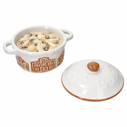 Cocotte HAUS mit Deckel Steingut Weihnachten Lebkuchenhaus Auflaufform Mini-Topf