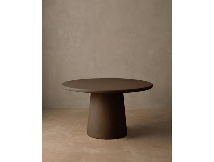 Table de salle à manger ronde en microciment brun 140x75cm