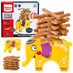 Geschicklichkeitsspiel Balancierender Elefant Baue einen Turm aus Blöcken Elefant 61 Teile.