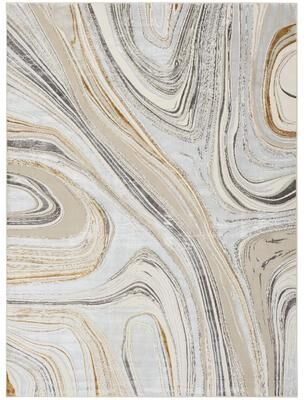 Nourison Glam Gray Gold Indoor Abstract Area Rug