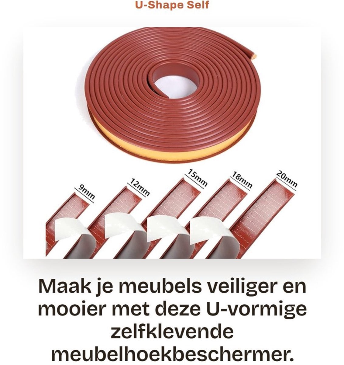 Dailygoods Meubelrandband 5m - Flexibele Zelfklevende TPE U-vormige Hoekband voor Meubelbescherming