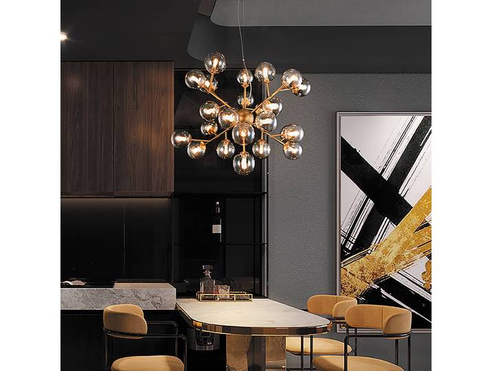 Suspension Dallas - Type L Ø 65cm Doré Verre coloré / Métal mixte G9