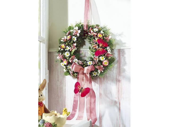 Wandkranz mit Frühlingsblumen