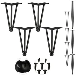 Relaxdays 4er Set Hairpin Legs mit 3 Streben Schwarz