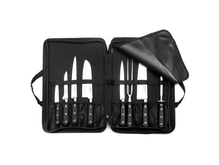SABATIER TROMPETTE - Trousse avec 8 couteaux de cuisine - Origin - Acier 5Cr15MoV finition satinée manche ABS - 44 x 30 cm - Noir