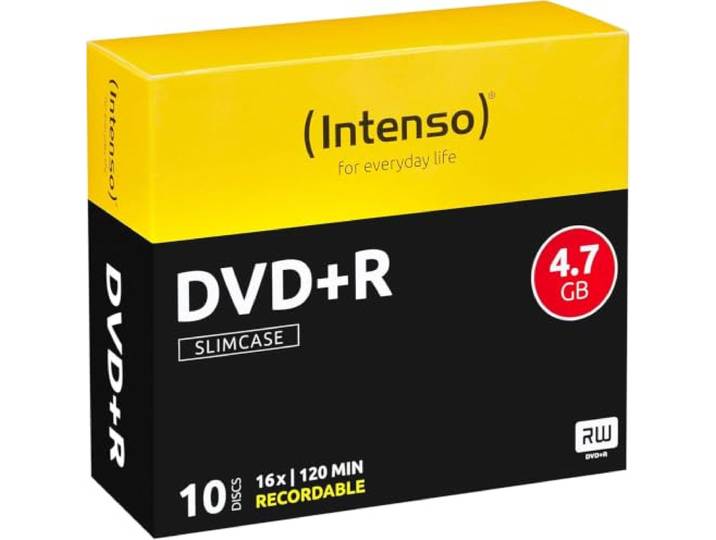 Intenso DVD+R blanco 4,7 GB 16x Speed, 10 stuks Slim Case, 4111652, 10 stuks Slimcase