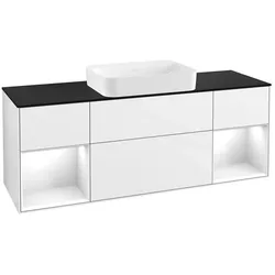 Villeroy und Boch Finion Waschtischunterschrank G742GFGF 160x60,3x50,1cm, Regale Glossy white lacquer, Glossy white lacquer