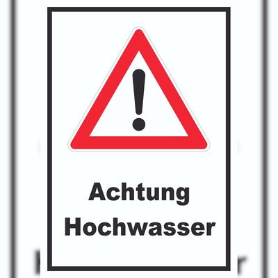 HB-Druck Achtung Hochwasser Schild A3 Rückseite selbstklebend