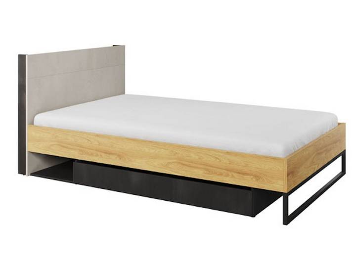 Feldmann-Wohnen Einzelbett Teen Flex (Teen Flex, 1-tlg., Bett), 120x200cm Hickory Natur Raw Steel betonfarben
